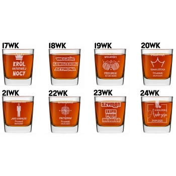 Szklanki whisky i kieliszki do wódki 50ml grawerem Prezent Kawalerski 6 szt