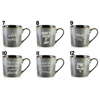 Filiżanka Kubek ceramiczny szary 400ml z grawerem TWÓJ NAPIS IMIĘ Prezent