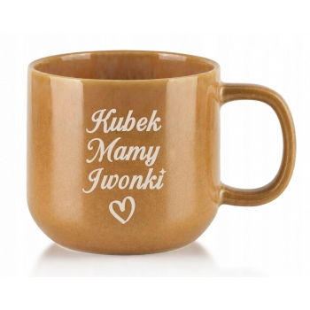 Filiżanka Kubek ceramiczny brązowy 400ml z grawerem TWÓJ NAPIS IMIĘ Prezent