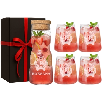 Zestaw do wody soku z grawerem Karafka i 4 szklanki Prezent Urodziny 50lat