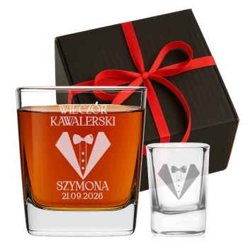Szklanka whisky i kieliszek do wódki 50ml grawerem Prezent na Kawalerski