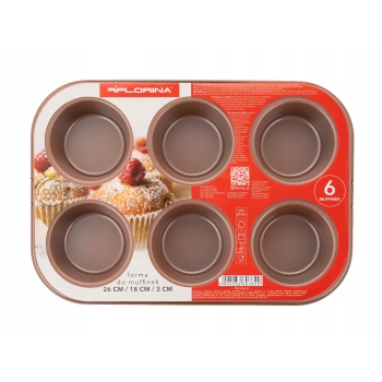 Forma do muffinek Blacha na 6 sztuk babeczek Rosata 26x18x3 cm Florina