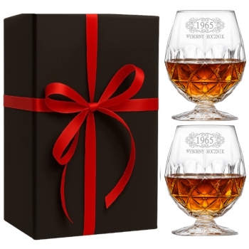 Zestaw 2 Szklanki kryształowe 530ml Koniak Brandy Grawerem Urodziny Prezent