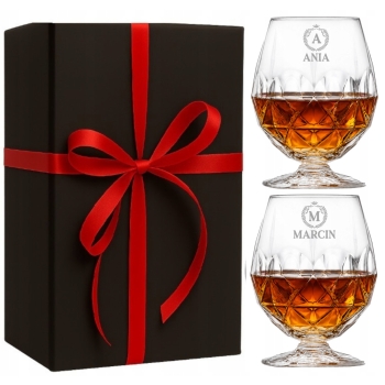 Zestaw 2 Szklanki kryształowe 530ml Koniak Brandy Grawerem Urodziny Prezent