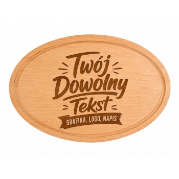 Owalna deska drewniana 32x18 cm z grawerem Napis Personalizowany prezent
