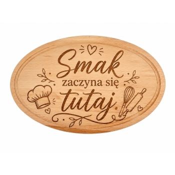 Owalna deska drewniana 32x18 cm z grawerem Napis Personalizowany prezent