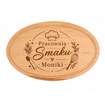 Owalna deska drewniana 32x18 cm z grawerem Napis Personalizowany prezent