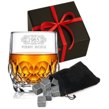 Kryształowa Szklanka grawerem z kostkami do lodu whisky 350ml Prezent