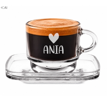 Szklana filiżanka do espresso 70 ml z grawerem personalizowany Prezent Logo