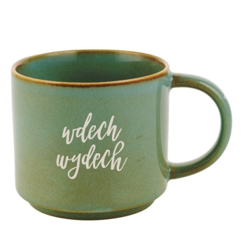 Filiżanka Kubek ceramiczny zielony 340ml z grawerem TWÓJ NAPIS IMIĘ Prezent