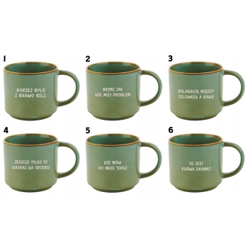 Filiżanka Kubek ceramiczny zielony 340ml z grawerem TWÓJ NAPIS IMIĘ Prezent