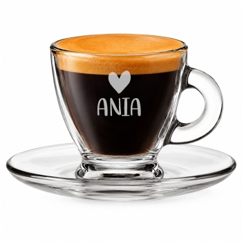 Szklana filiżanka do espresso 85 ml z grawerem personalizowany Prezent Logo