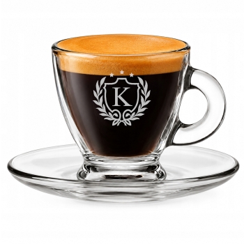 Szklana filiżanka do espresso 85 ml z grawerem personalizowany Prezent Logo