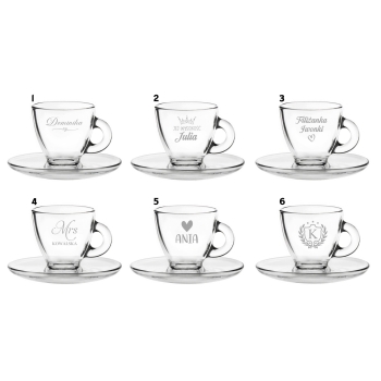 Szklana filiżanka do espresso 85 ml z grawerem personalizowany Prezent Logo