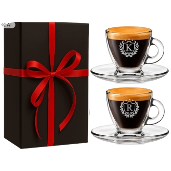 Zestaw 2 filiżanek do espresso 85ml z grawerem Twój Napis Prezent Logo