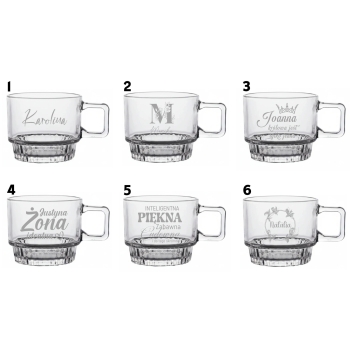 Filiżanka z grawerem Szklany Kubek Twój Napis Prezent Tekst Logo 320ml