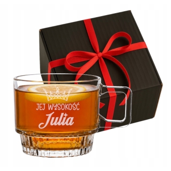 Filiżanka z grawerem Szklany Kubek Twój Napis Prezent Tekst Logo 320ml