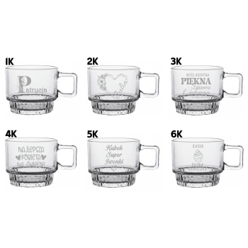 Filiżanka z grawerem Szklany Kubek Twój Napis Prezent Tekst Logo 320ml