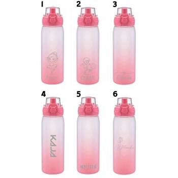 Bidon sportowy z grawerem Ustnik 850ml różowy personalizowany z imieniem