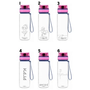 Bidon sportowy z grawerem 750 ml z imieniem personalizowany Tritan różowy