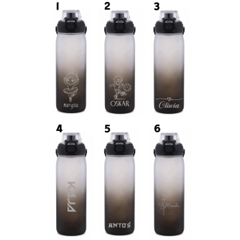Bidon sportowy z grawerem Ustnik 850ml czarny personalizowany z imieniem