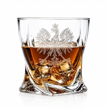 Szklanka do whisky z grawerem Prezent z Orłem Polska Bohemia Quadro 340ml