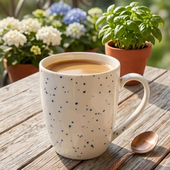 Kubek porcelanowy w kropki Altom Design Hello Blue 430 ml
