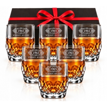 Zestaw 6 szklanek kryształowych do whisky 350ml Prezent Urodziny dla Niego