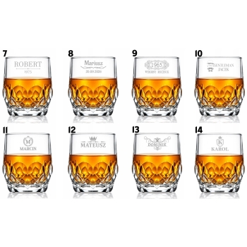 Zestaw 6 szklanek kryształowych do whisky 350ml Prezent Urodziny dla Niego