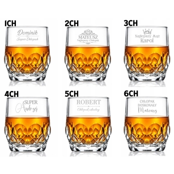 Zestaw 6 szklanek kryształowych do whisky 350ml Prezent Urodziny dla Niego