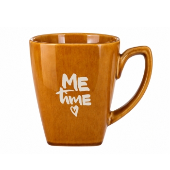 Duży Kubek ceramiczny musztardowy 400ml z grawerem TWÓJ NAPIS IMIĘ Prezent