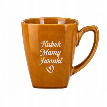 Duży Kubek ceramiczny musztardowy 400ml z grawerem TWÓJ NAPIS IMIĘ Prezent