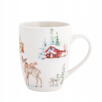 Kubek świąteczny porcelanowy Zima w lesie Święta 340 ml