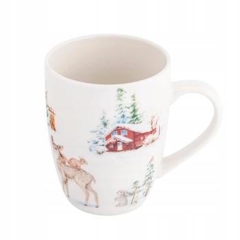 Kubek świąteczny porcelanowy Zima w lesie Święta 340 ml