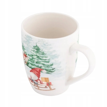 Kubek świąteczny porcelanowy Skrzat na Sankach Święta 340 ml