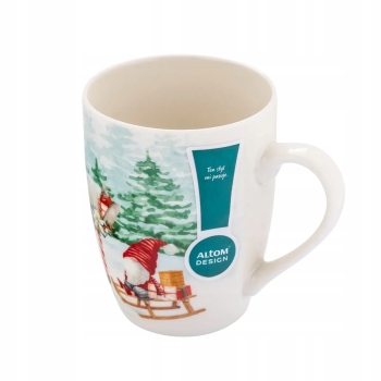 Kubek świąteczny porcelanowy Skrzat na Sankach Święta 340 ml