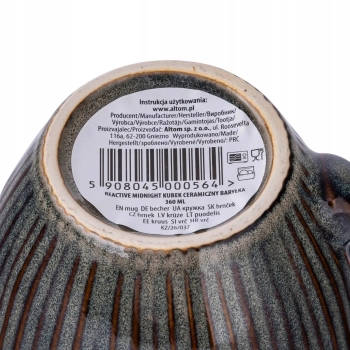 Kubek ceramiczny do kawy herbaty ryflowany Reactive Midnight 360 ml