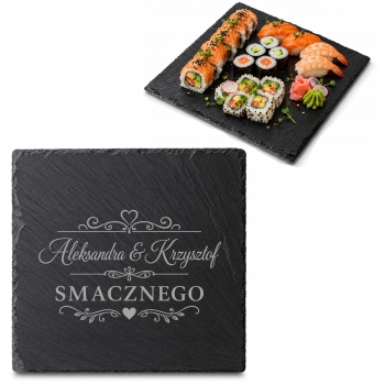 Deska do Przekąsek Sushi Ciasta z Grawerem 30cm Prezent Twój Tekst Urodziny