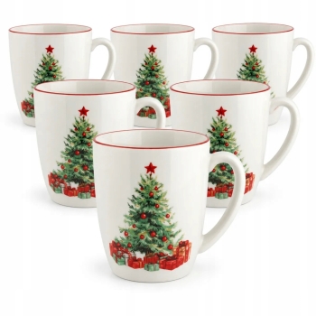 Zestaw 6 x Kubke świąteczny porcelanowy Holly Dreams Choinka 380 ml