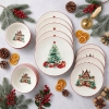 Serwis obiadowy Talerze świąteczne Choinka Domek Holly Dreams 18 szt 6 osób