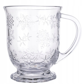 Duży Kubek na stopce Szklanka Zimowa 500ml Śnieżynka 1szt