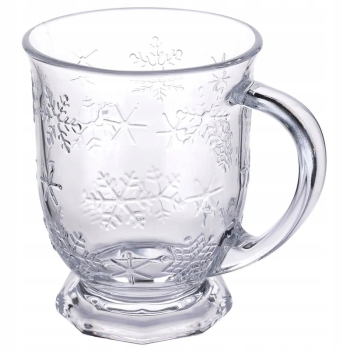 Duży Kubek na stopce Szklanka Zimowa 500ml Śnieżynka 1szt