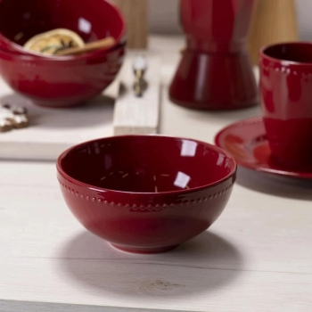 Salaterka Miseczka do zupy 700 ml ceramiczna bordowa Merlot 15,5 cm