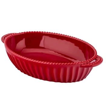 Naczynie do zapiekania ceramiczne OWALNE Bordowe Merlot 27x16x5,5 cm 770ml