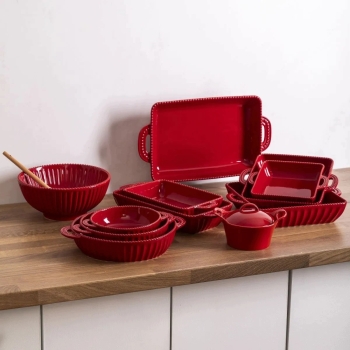 Naczynie do zapiekania ceramiczne OWALNE Bordowe Merlot 27x16x5,5 cm 770ml