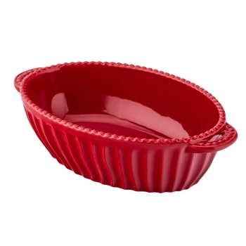 Małe Naczynie do serwowania ceramiczne Bordowe Merlot Owalne 20x12 cm 400ml
