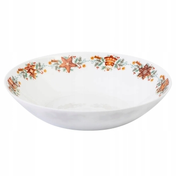 Talerz obiadowy głęboki świąteczny do zupy Piernikowy Domek 20 cm
