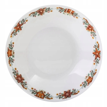 Talerz obiadowy głęboki świąteczny do zupy Piernikowy Domek 20 cm
