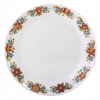 Talerz obiadowy płytki świąteczny Piernikowy Domek 26,5 cm