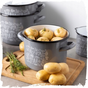 Garnek Emaliowany Porcini Szary 20cm 4,7l Florina